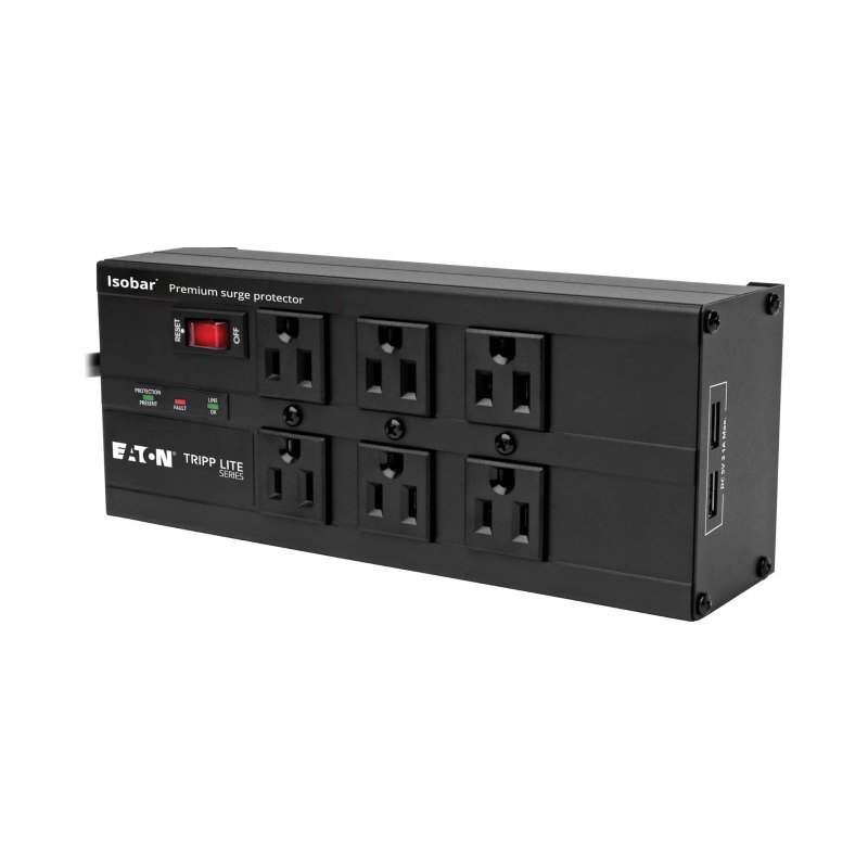 Isobar Surge Protector 6Out 2 Usb Charging Ports 10Ft Cord