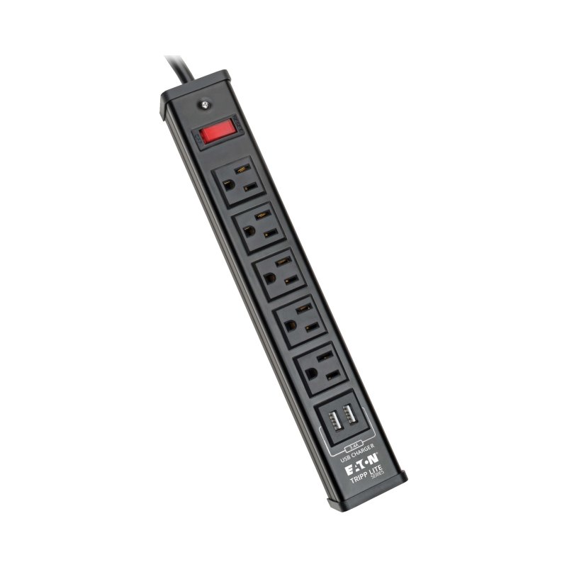 Surge Protector Strip 5Out 2 Usb Charging Ports 6Ft Cord