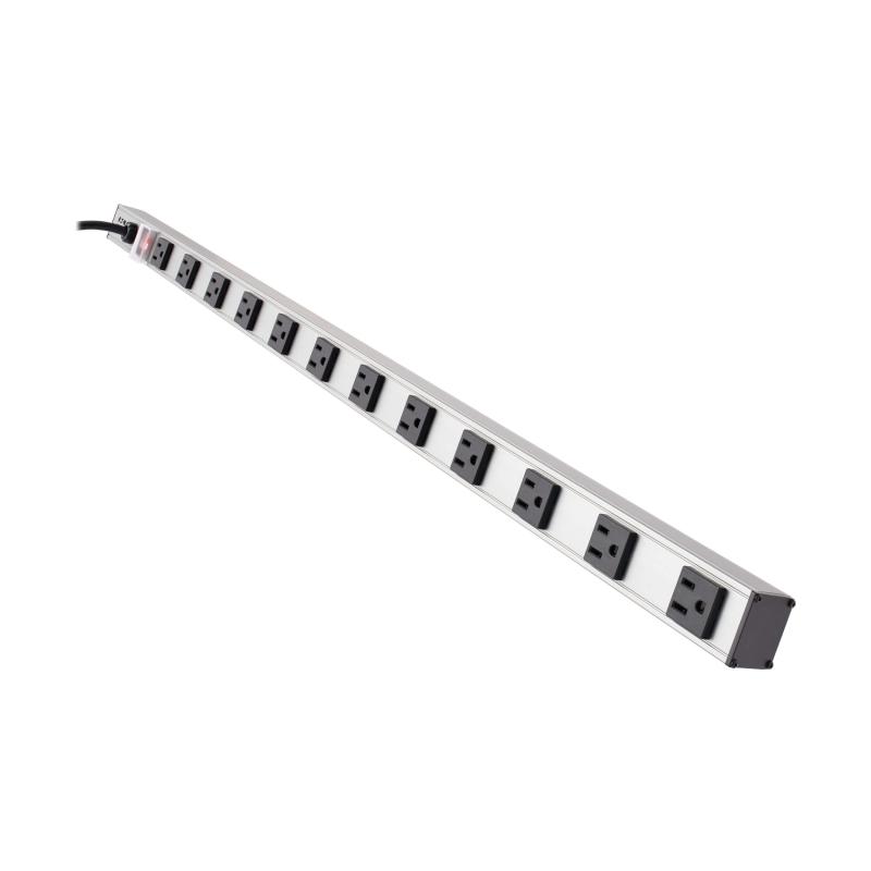 Powerstrip 12Outlet Strip-Nr 15Ft-Cord 36In-Length Switch Metal