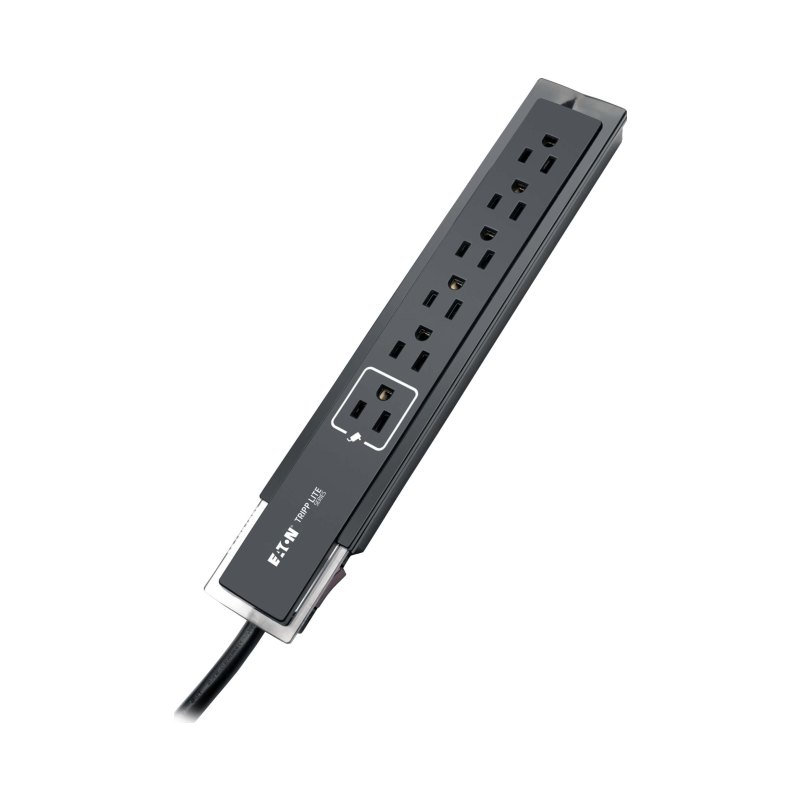 6Outlet Surge Protector Power Strip 6Ft Cord Tel/Modem Black