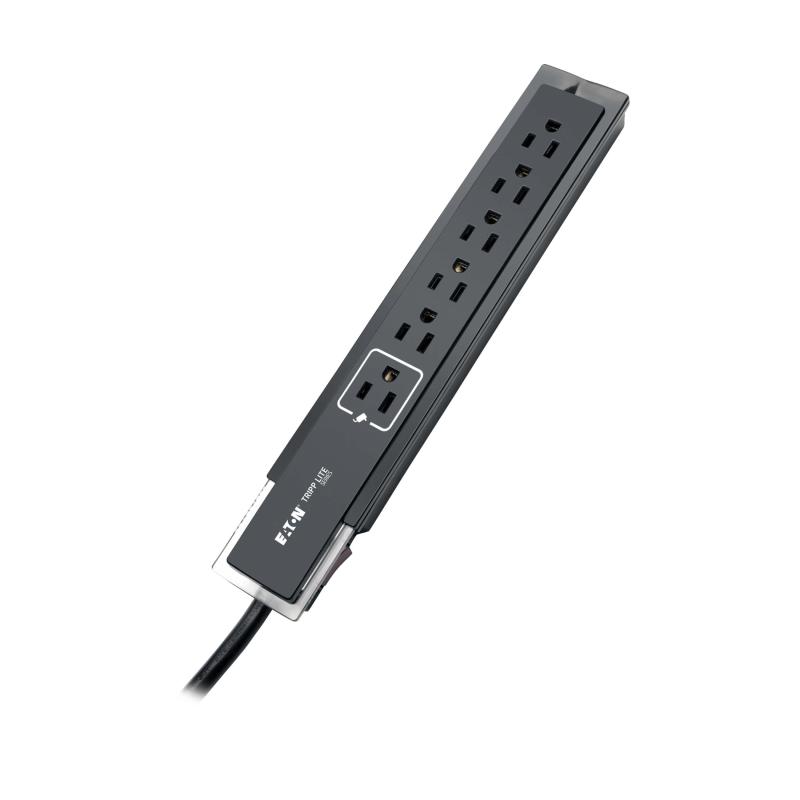 6Outlet Surge Protector Power Strip 6Ft Cord Tel/Modem Black