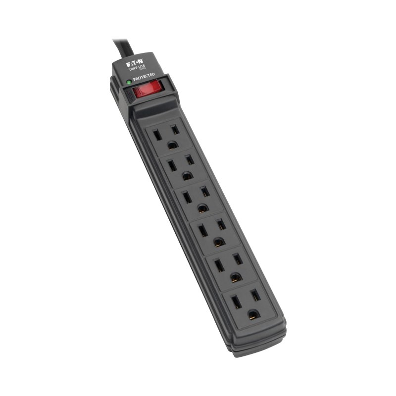 Surge Protector Strip 6 Outlet 6Ft Cord 360 Joules Black