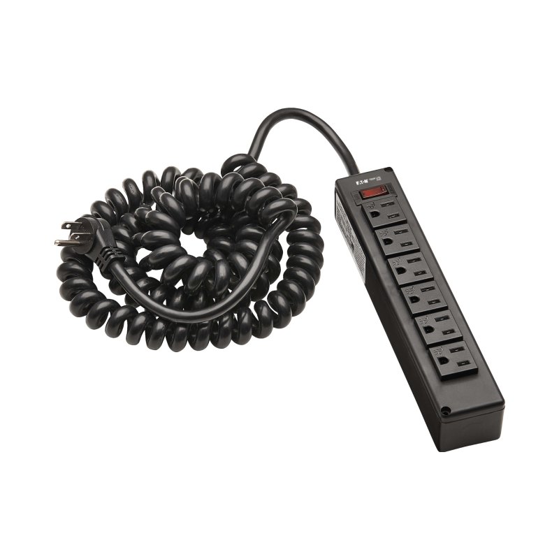 10Ft Surge Protector 6Port Spiral Cord