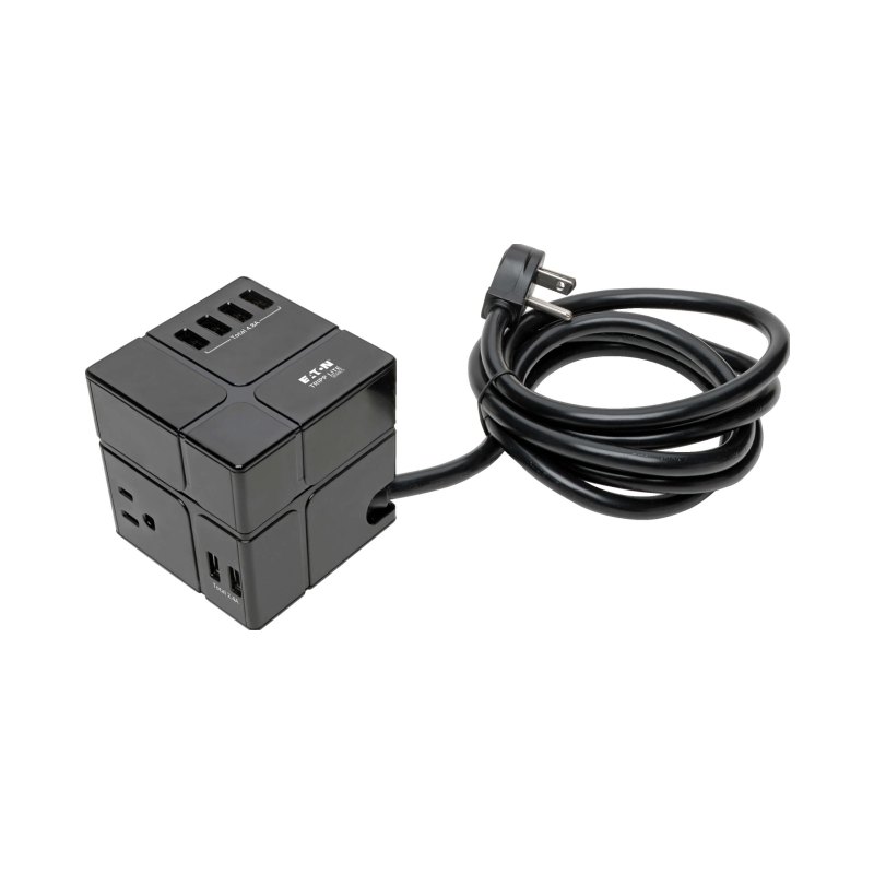 Surge Protector 3Out Pwr Cube 6 Usb-A 7.2A 6Ft Cord Blk