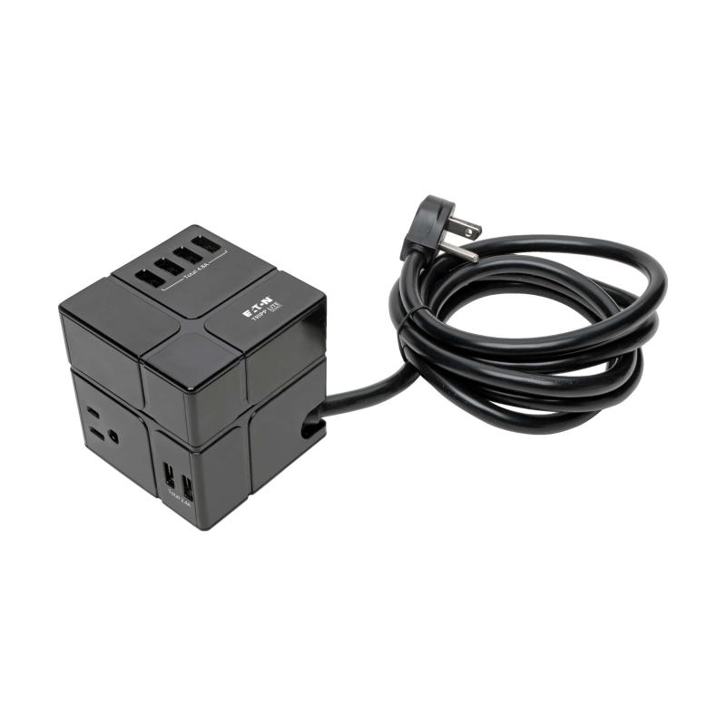 Surge Protector 3Out Pwr Cube 6 Usb-A 7.2A 6Ft Cord Blk