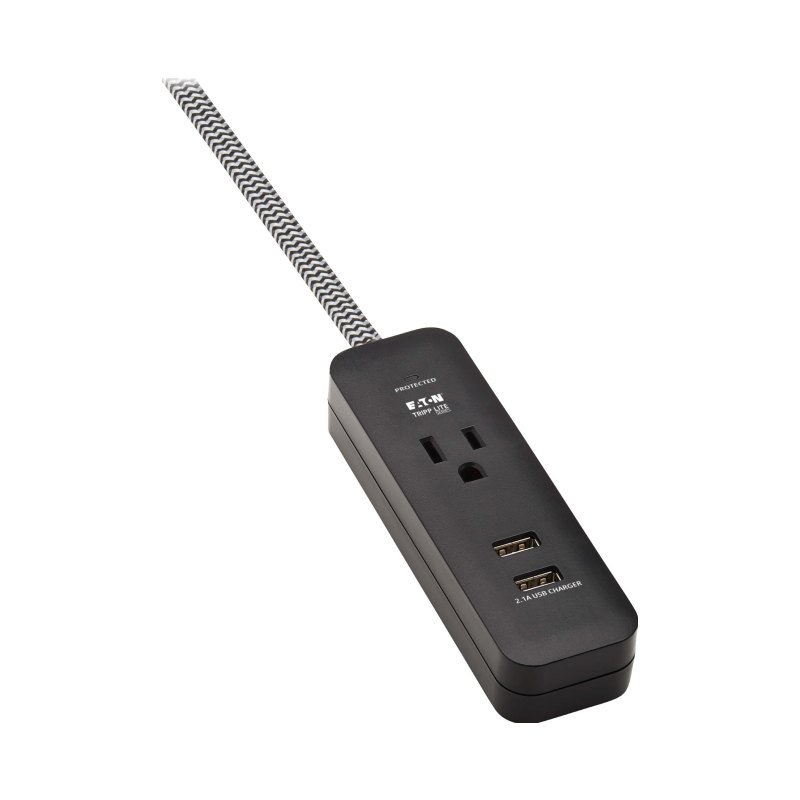 Surge Protector Power Strip 1-Outlet 2 Usb Ports 2.1A 4Ft Cord