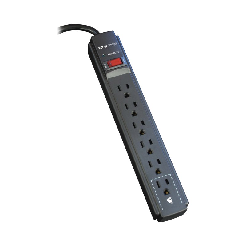 Protect It Blk Surge 6 Outlet (3 Transformers) 6Ft Cord 750 J