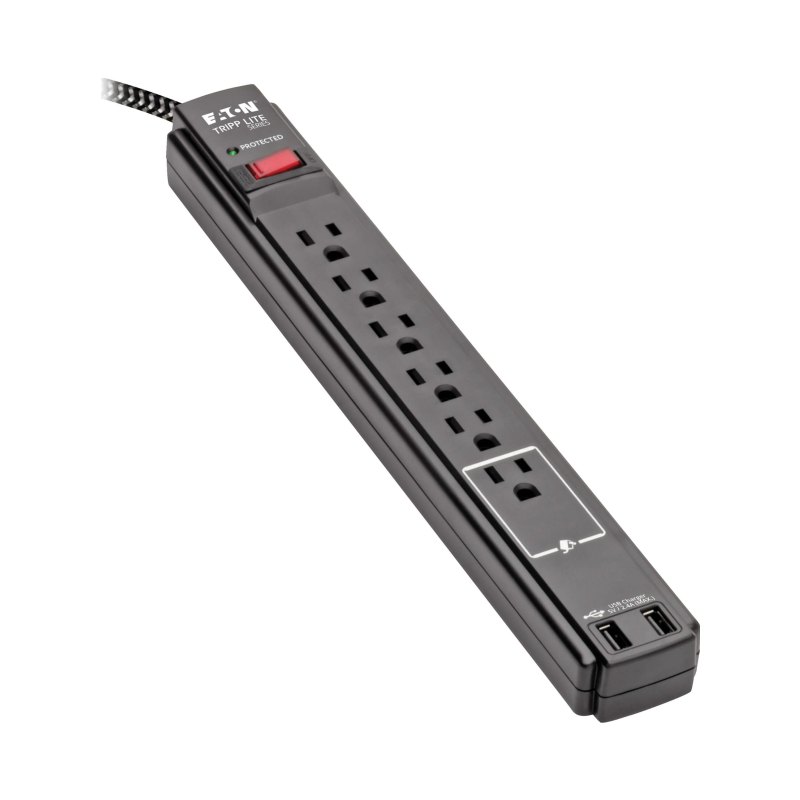 6Out Surge Protector 2 Usb Antimicrobial