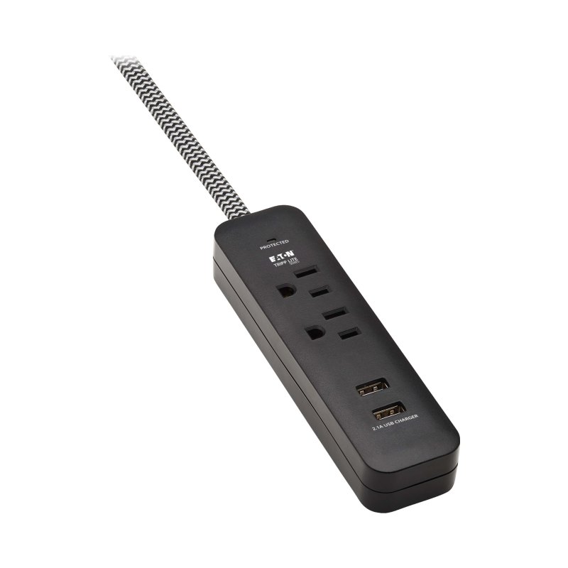 Surge Protector Power Strip 2-Outlet 2 Usb Ports 2.1A 6Ft Cord