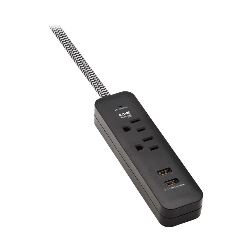 Surge Protector Power Strip 2-Outlet 2 Usb Ports 2.1A 6Ft Cord