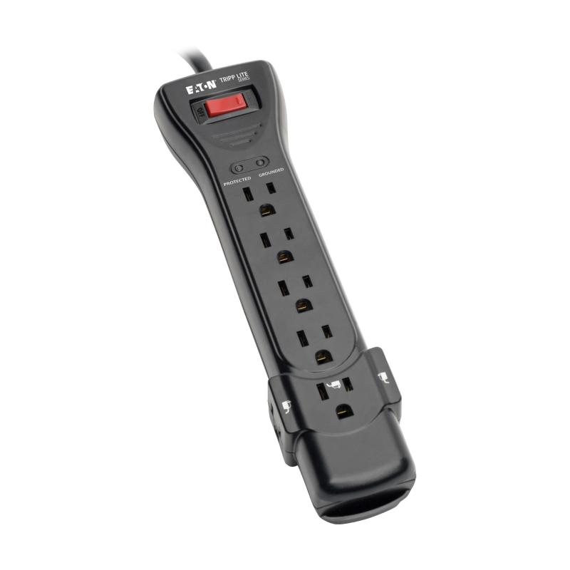 7Out Surge Protector Power Strip 25Ft Cord 2160J Black