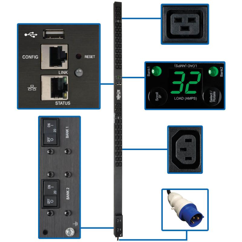 Pdu Monitored 230V 32A 0Urm 36 C13 6 C19 Iec 309 Lx Interface