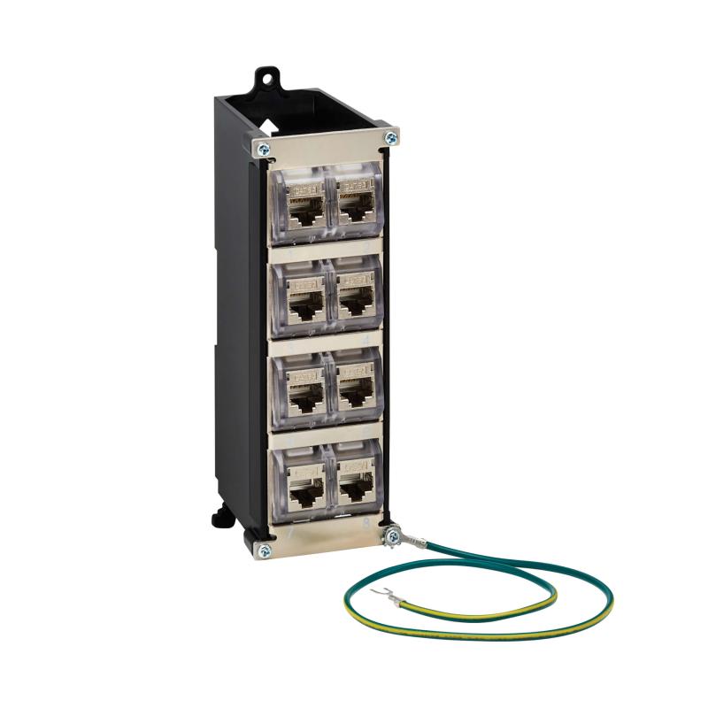 Tripp Lite Series 8-Port Metal Shielded Din-Rail Mount Preloaded