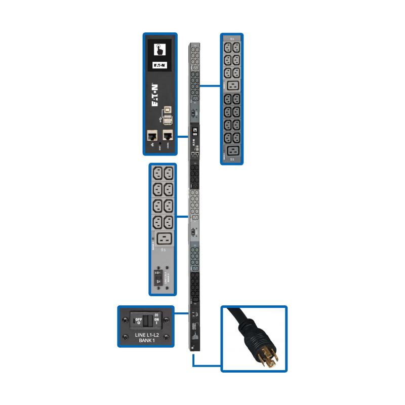 Pdu 3Phase Monitored 10Kw 200/208/240V 42 C13 6 C19 L21-30P