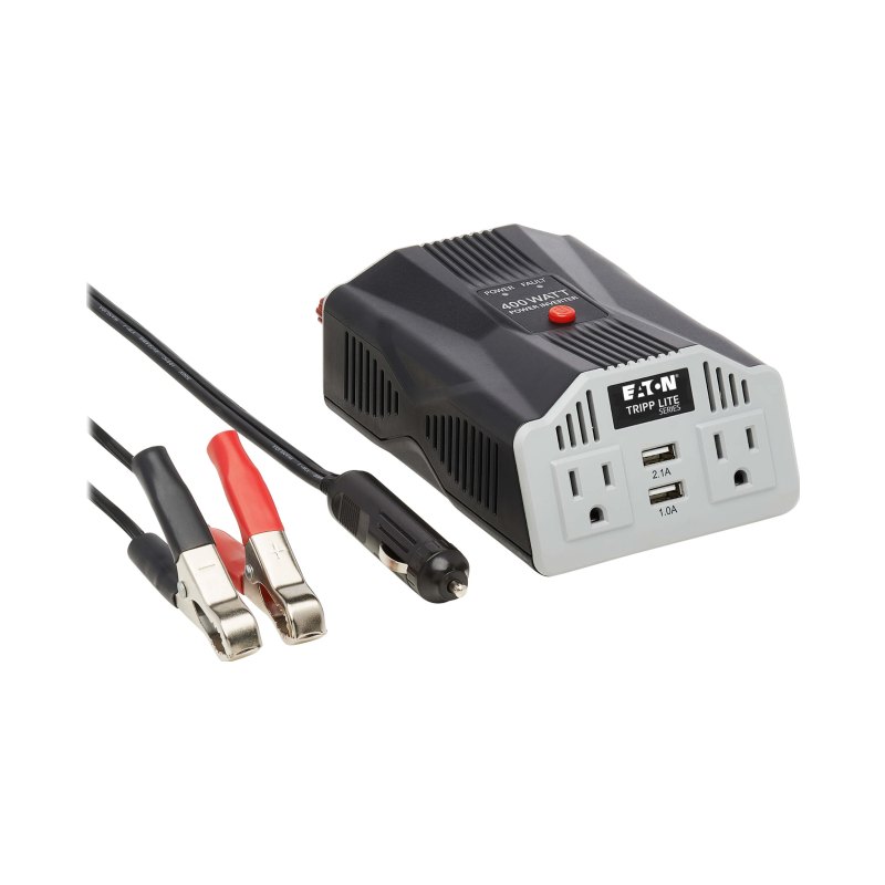 Compact Car Inverter 400W 12V 120V 2-Port Usb Charging 2Outlet