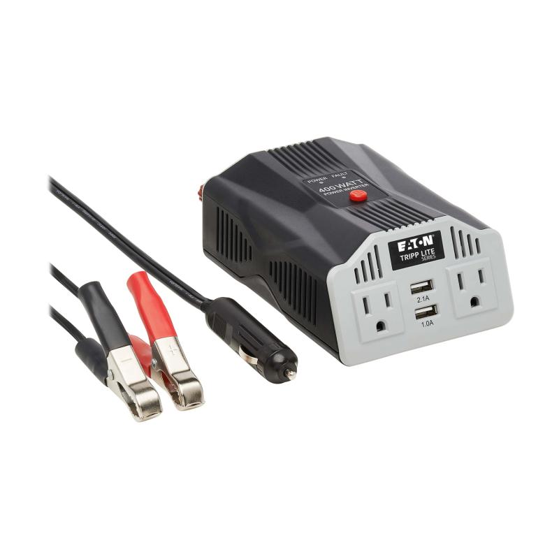 Compact Car Inverter 400W 12V 120V 2-Port Usb Charging 2Outlet