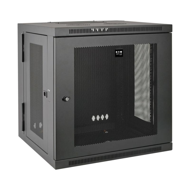 12U Wall Mount Rack Enclosure Cabinet Swinging Hinged Door Deep