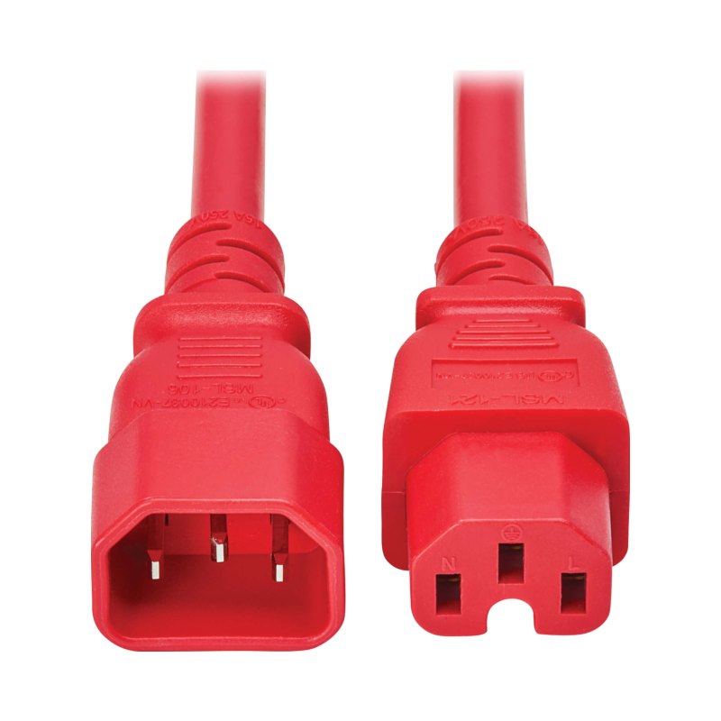 Power Cord C14 Toc15-Heavy-Duty 15A 250V 14Awg 10Ft. 3.1M Red