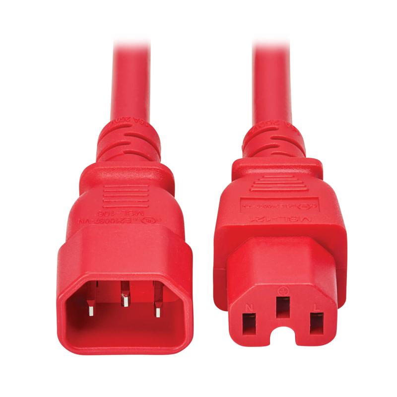Power Cord C14 Toc15-Heavy-Duty 15A 250V 14Awg 10Ft. 3.1M Red