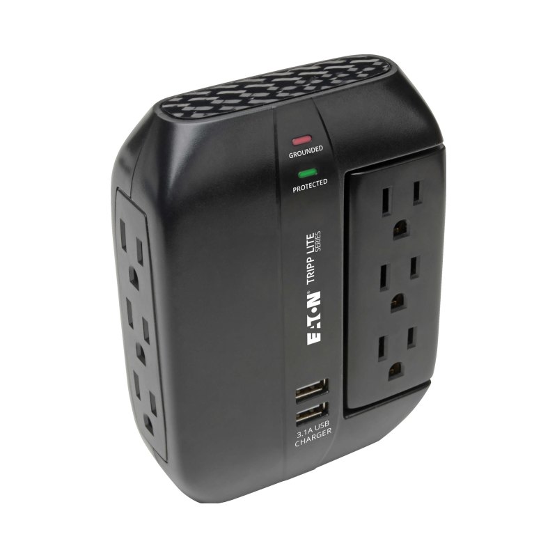 6 Outlet Direct-Plug In Surge Rotatable Outlets 1080 Joules Usb