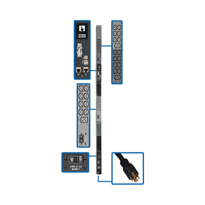 Pdu 3Phase Monitored 10Kw 200/208/240V 42 C13 6 C19 L21-30P
