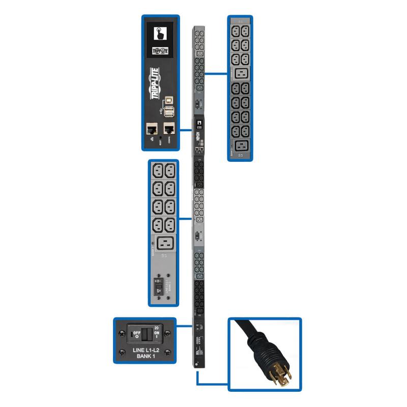 Pdu 3Phase Monitored 10Kw 200/208/240V 42 C13 6 C19 L21-30P
