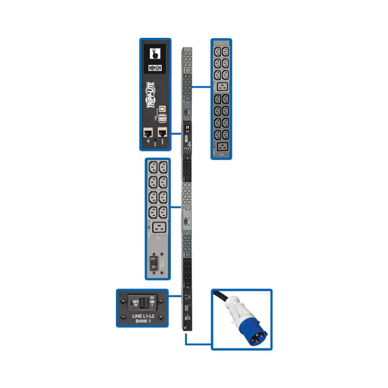Pdu 3Phase Monitored 14.5Kw 200/208/240V 42 C13 6 C19 60A 0Urm