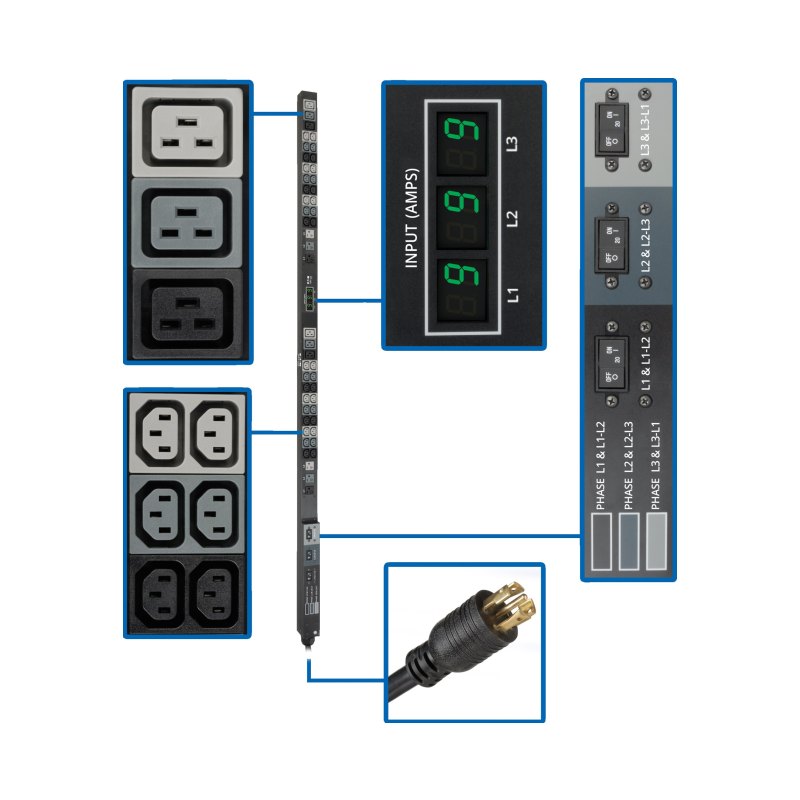 Metered Pdu 208Vac 3-Phase 30A Nemal21-30P 0U 36Xc13 6X515/20R 6Ft