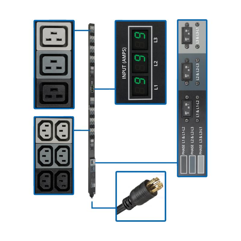 Metered Pdu 208Vac 3-Phase 30A Nemal21-30P 0U 36Xc13 6X515/20R 6Ft