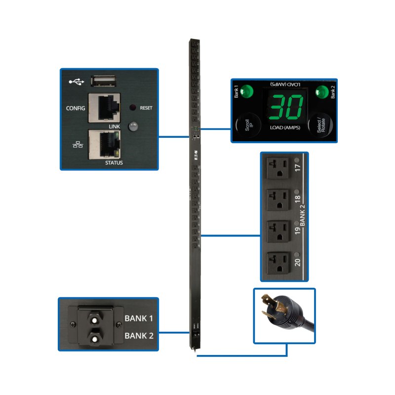 2.9Kw Switched Pdu 120V Single Phase L5-30P 0U Taa 24X5-15/20R