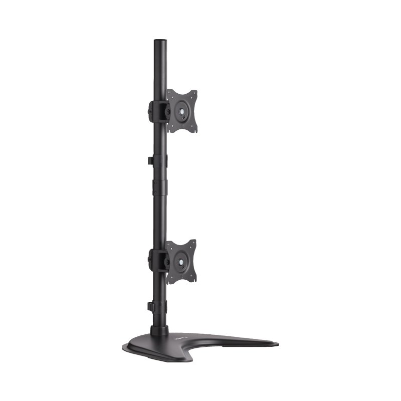 Dual Vertical Desk Mount Mntr Stnd Swivel Tilt Rotate F/15-27In