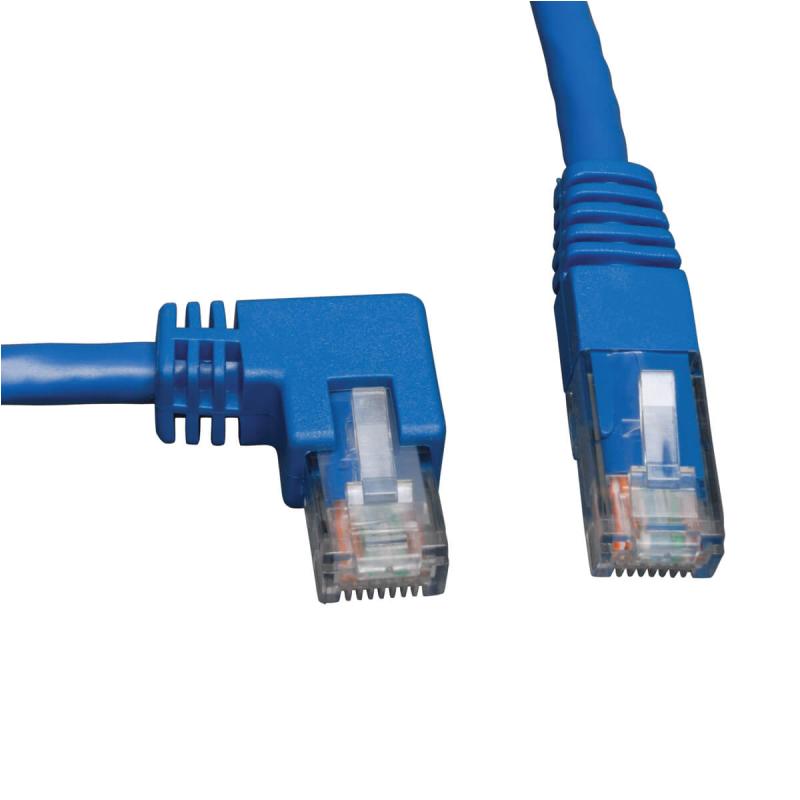 Câble de raccordement UTP Cat6 bleu de 3 pi (0,91 m) mâle/mâle à angle gauche moulé