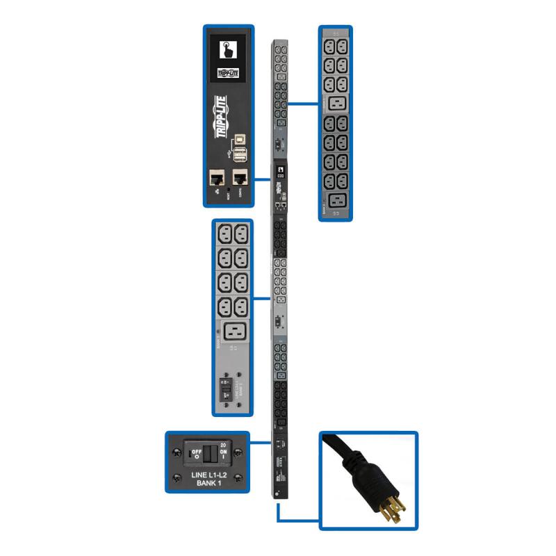 Pdu 3Phase Monitored 10Kw 200/208/240V 42 C13 6 C19 L15-30P
