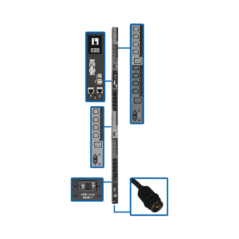Pdu 3Phase Switched 14.5Kw 200/208/240V 24 C13 6 C19 Cs8365C