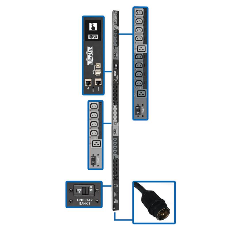 Pdu 3Phase Switched 14.5Kw 200/208/240V 24 C13 6 C19 Cs8365C