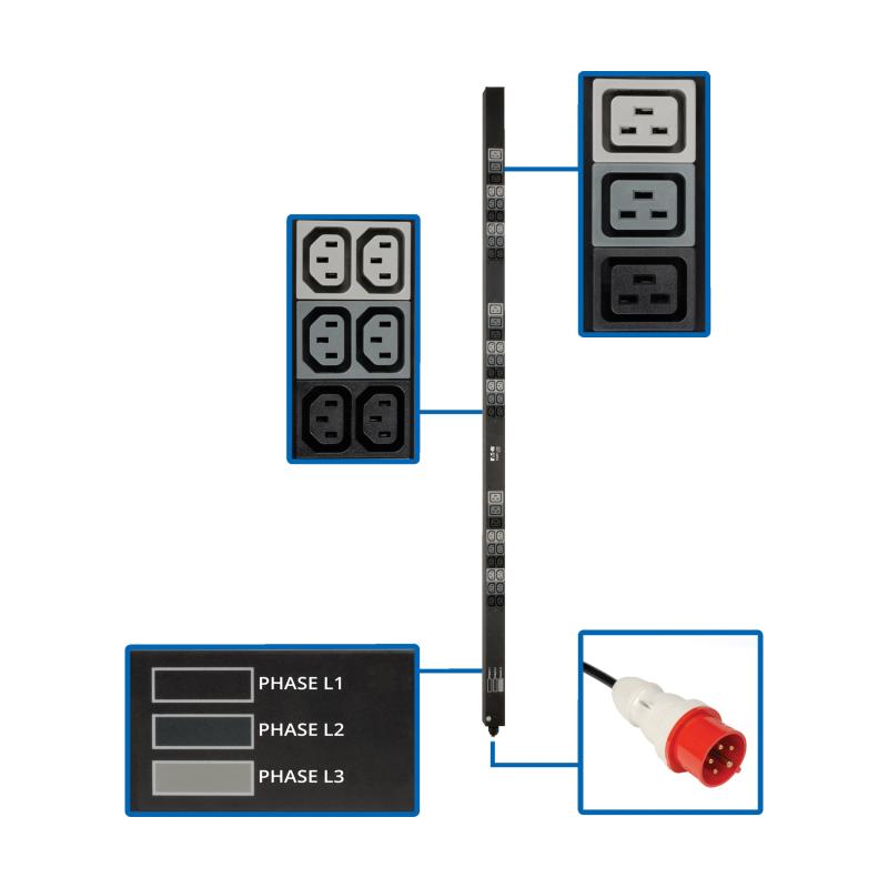 Pdu 3Phase 208-240V 0Urm 8,6Kw 36 C13 9 C19 16/20A 70Po