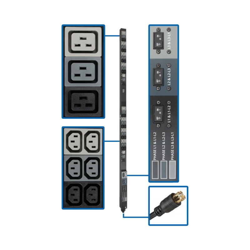 Pdu 3Phase 208/120V 0U 8.6Kw 36 C13 6 C19 6 5-15/20R 70In
