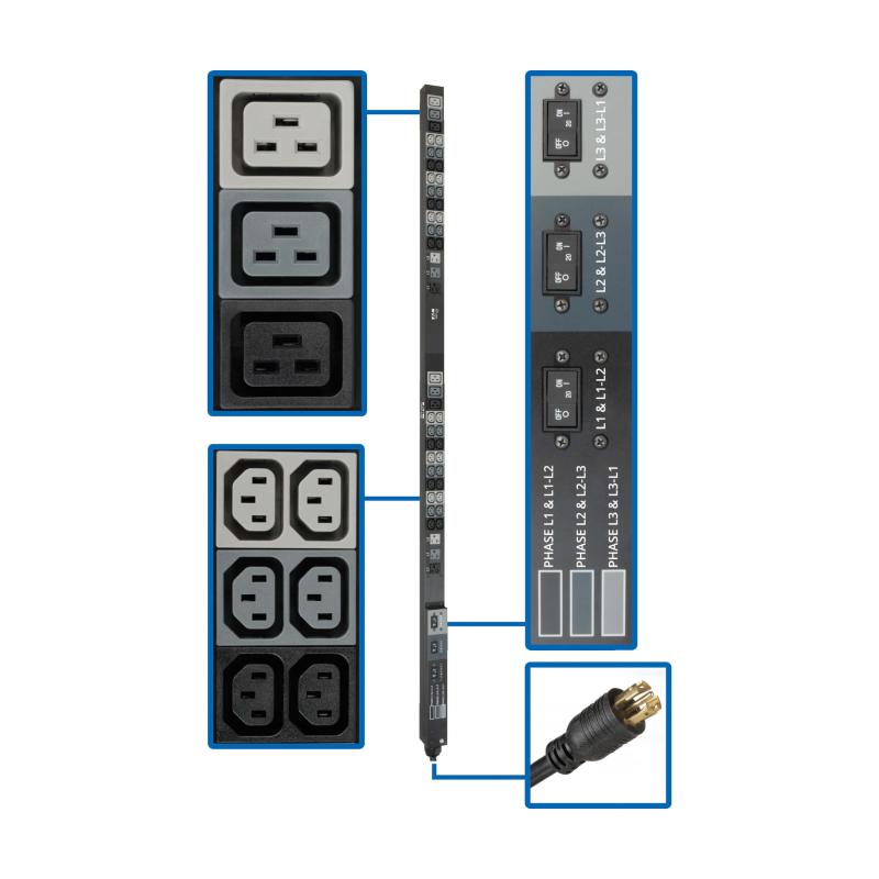 Pdu 3Phase 208/120V 0U 8,6Kw 36 C13 6 C19 6 5-15/20R 70Po