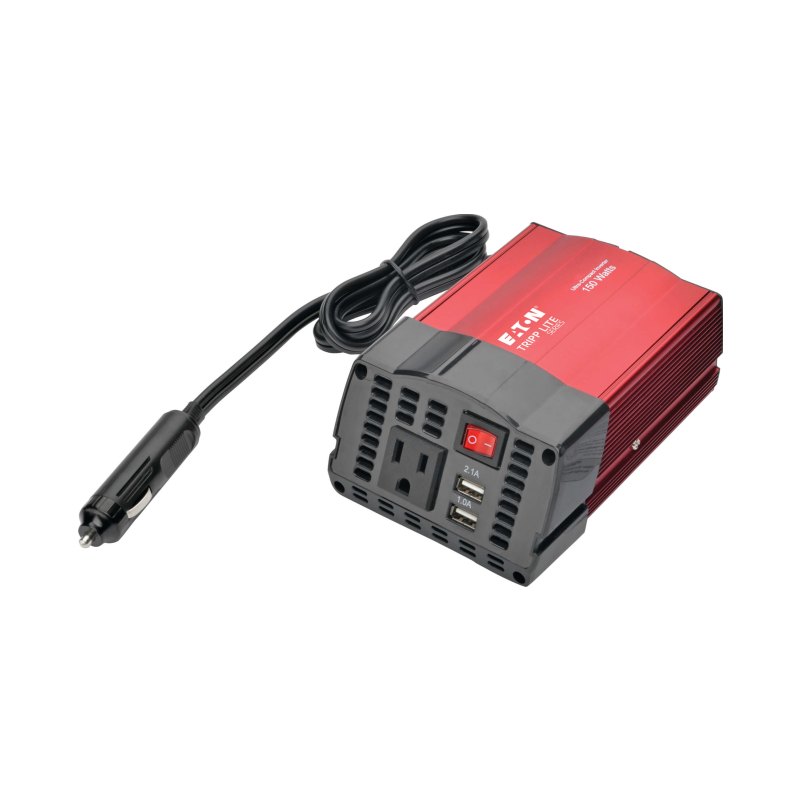 150W Compact Car Inverter 12V 120V 2Port Usb Charging 1Outlet