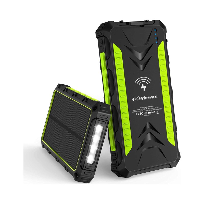 20000Mah Solar Power Bank Green Usbc/Usba/Wireless Charge