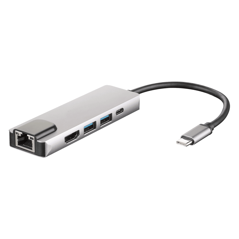 5 In 1 Usb-C Hub 4K Hdmi 2.0 Rj-45 Usb 3.0 100W Pd Laptop/Pc