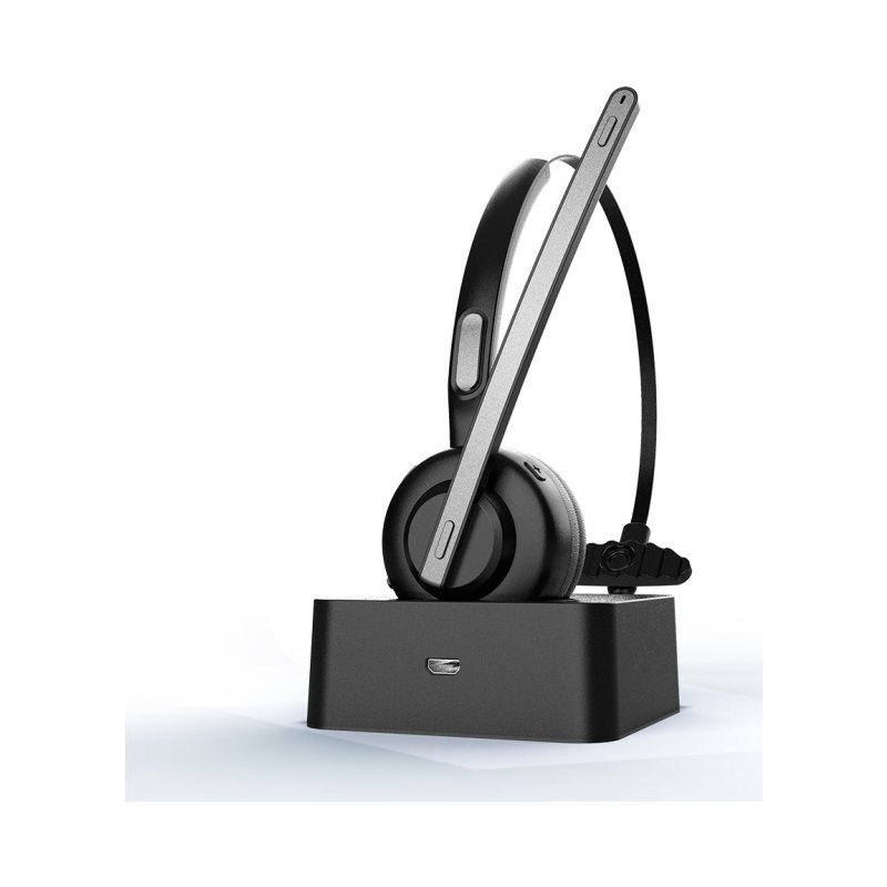 Wireless Office Headset With Noise Cancelling Mic Charging Base
