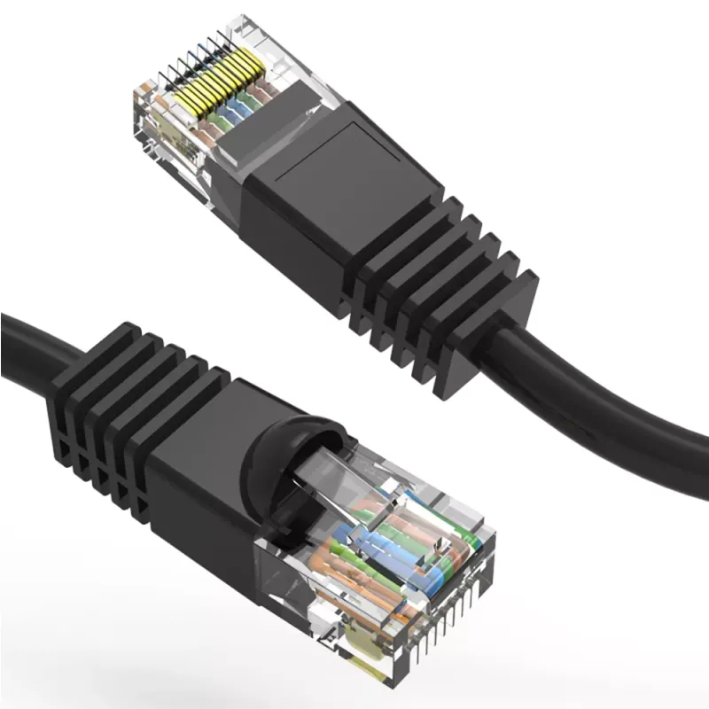 25Ft Cat5E Black 350Mhz Patch Molded Boot Cable