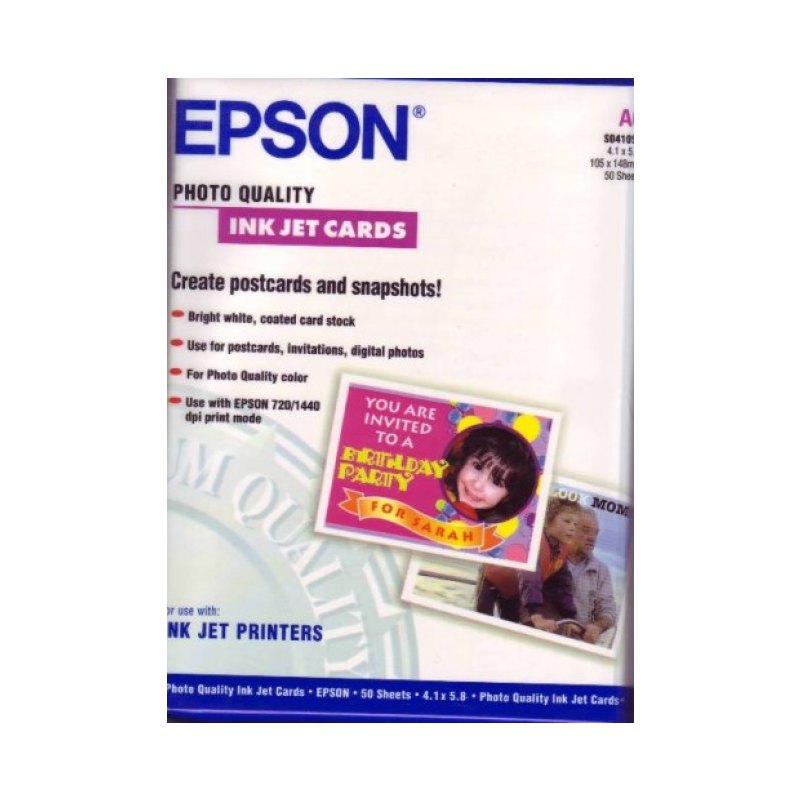 Epson Photo Quality Ink Jet Paper, DIN A6, 144g/m2, 50 Sheets