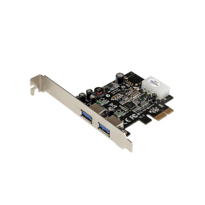 StarTech.com Carte Contrôleur PCI Express vers 2 Ports USB 3.0 (5Gbps) avec UASP - Alimentation LP4