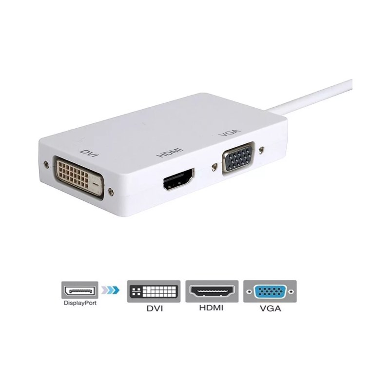 3-In-1 Displayport To Hdmi Vga And Dvi Adapter