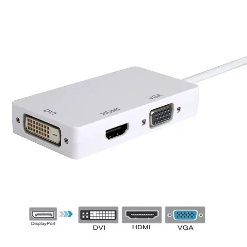 3-In-1 Displayport To Hdmi Vga And Dvi Adapter