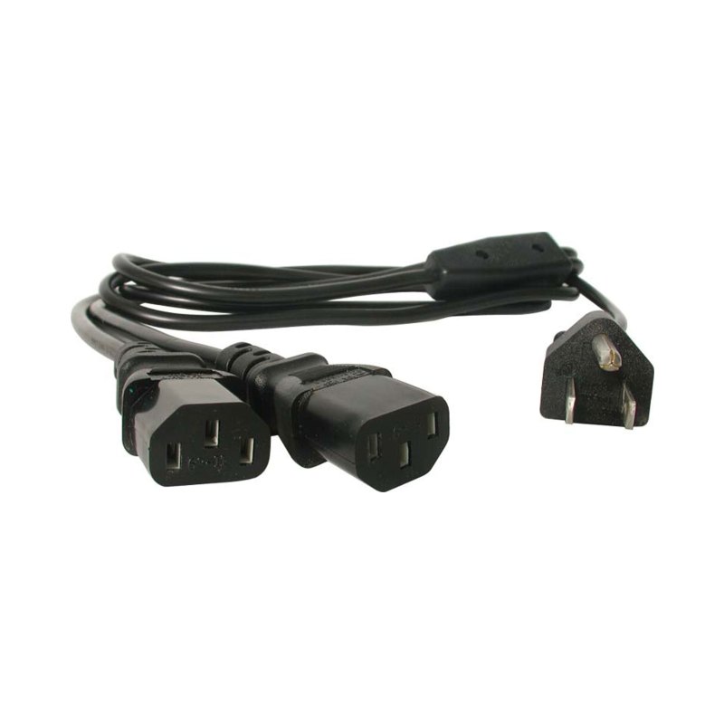 StarTech.com 6ft (2m) Computer Power Cord Y Splitter, NEMA 5-15P to 2x C13, 10A 125V, 18AWG, Black AC Power Splitter Cord, PC Power Supply Cable, Dual Monitor Power Cable - UL Listed