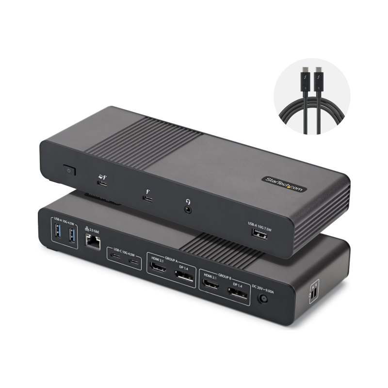 StarTech.com Thunderbolt 5 Universal Docking Station for Mac & Windows with Quad Monitors, 140W Power Delivery, 120Gbps Bandwidth Boost, 2.5Gb Ethernet, USB-C & USB-A Ports