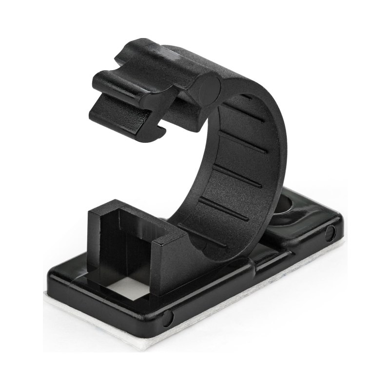 StarTech.com 100 Adhesive Cable Management Clips Black - Network/Ethernet/Office Desk/Computer Cord Organizer - Sticky Cable/Wire Holders - Nylon Self Adhesive Clamp UL/94V-2 Fire Rated - TAA